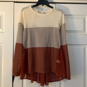 Striped top with back blouse and tie detail